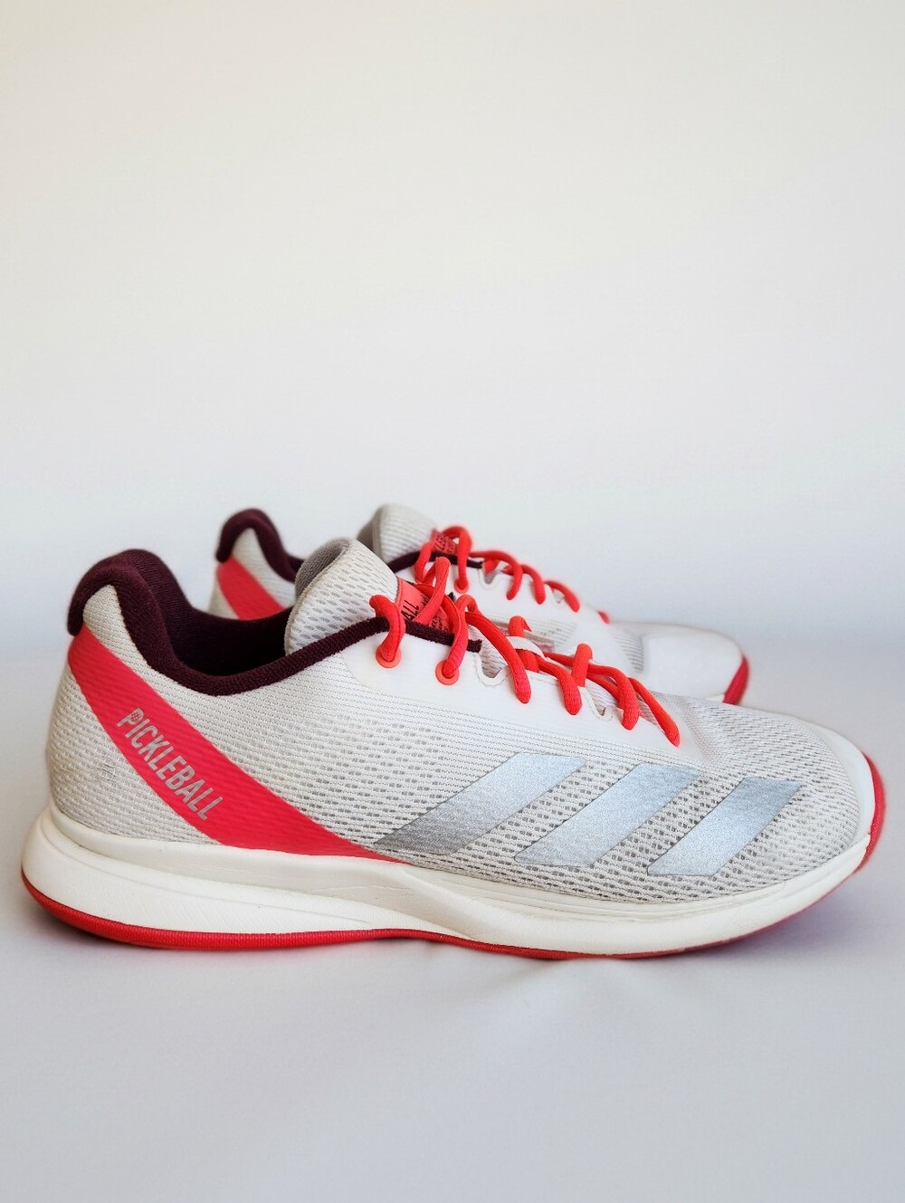 Adidas CourtFlash Pickleball Shoes Size 12 Silver Metallic Lucid Red